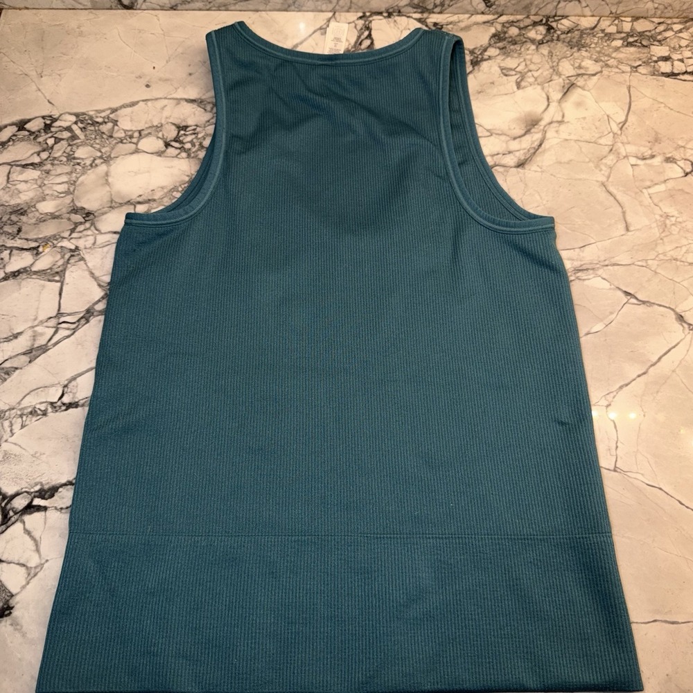 Athleta Women's Aurora Seamless V-Neck Tank Top Turquoise Ribbed Size X-small - Picture 3 of 3
